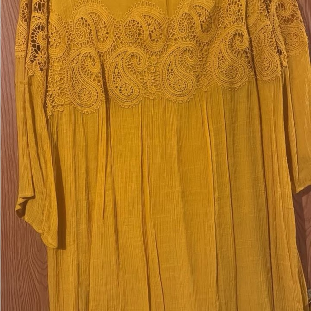 Yellow Lace Detail Women's Top